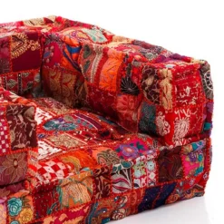 Yara red patch poltrona rivestimento cotone 100% patchwork rosso 80x80xh40 cm