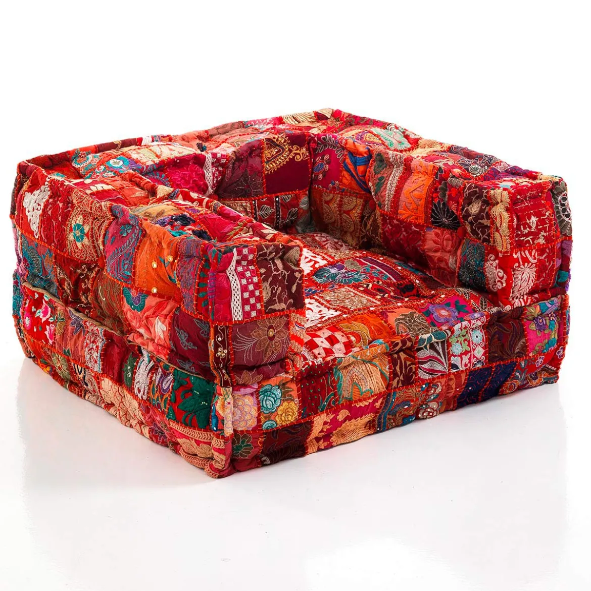Yara red patch poltrona rivestimento cotone 100% patchwork rosso 80x80xh40 cm