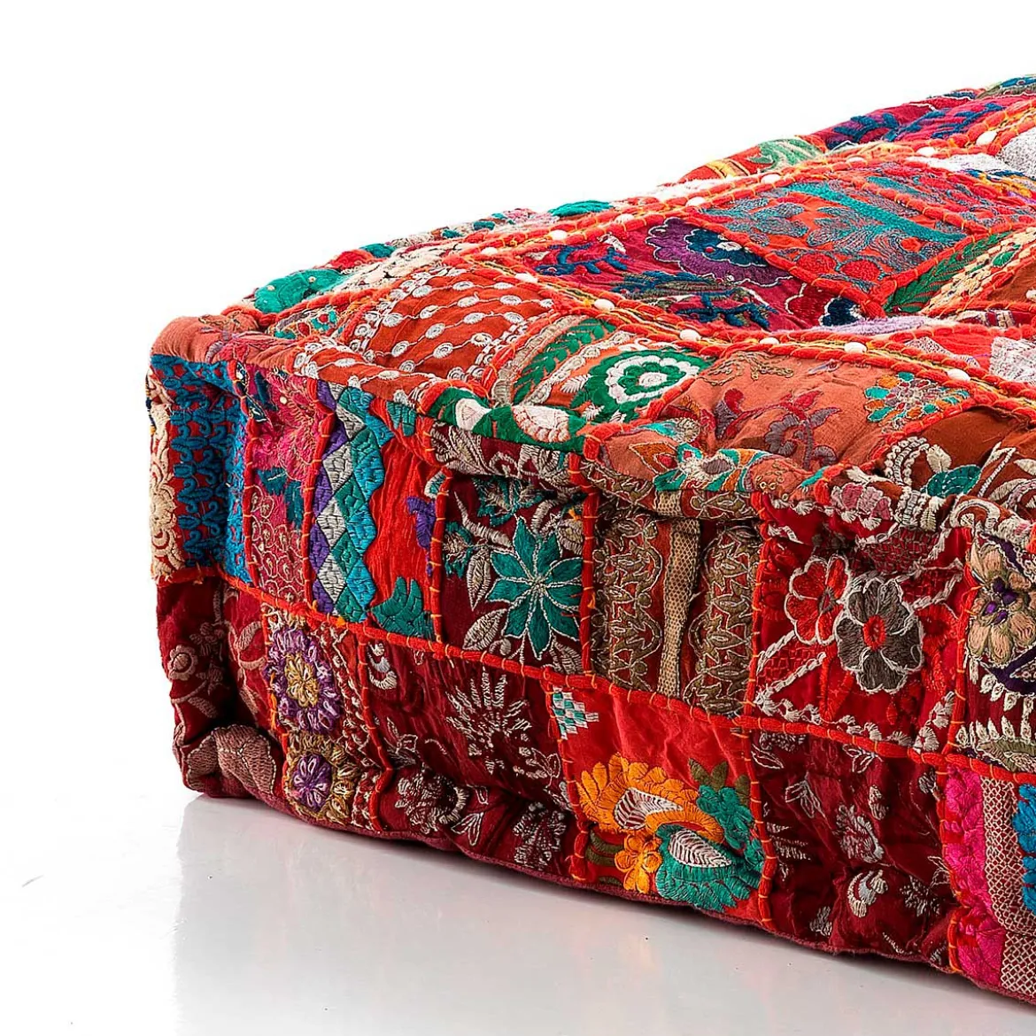 Yara red patch pouf quadrato rivestimento cotone 100% l.80 x p.80 x h.20 cm