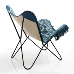 Yara sea poltrona butterfly rivestimento cotone gambe ferro nero dimensioni l80 p70 h83 cm