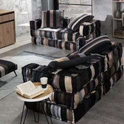 Yara stripes elemento angolare tessuto effetto lana interno in fibre di stoffe non sfoderabile 80x80x40 cm
