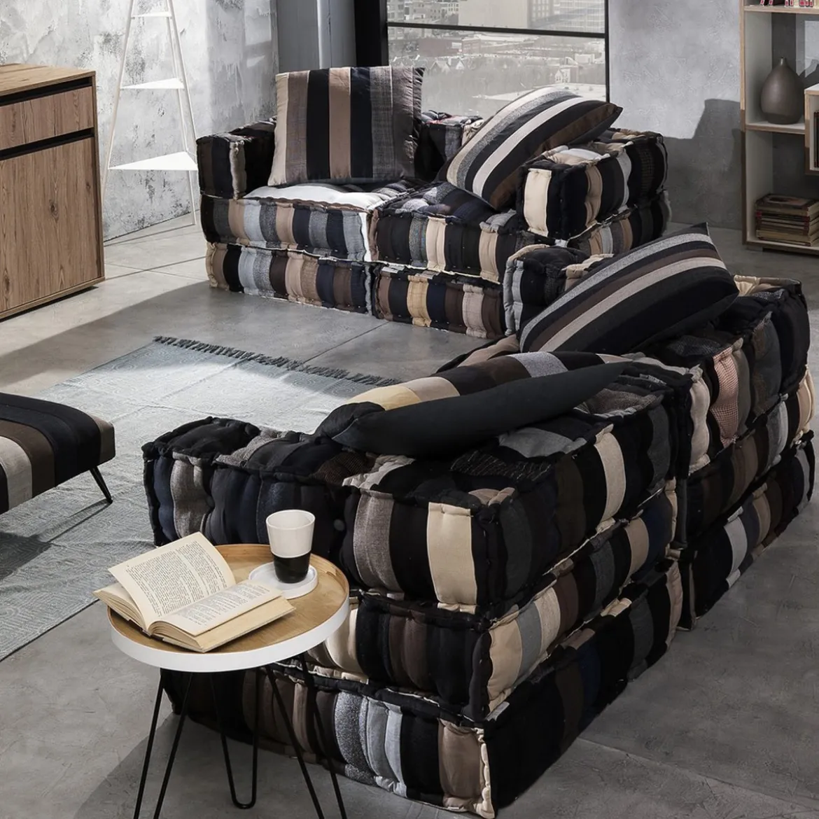 Yara stripes elemento angolare tessuto effetto lana interno in fibre di stoffe non sfoderabile 80x80x40 cm
