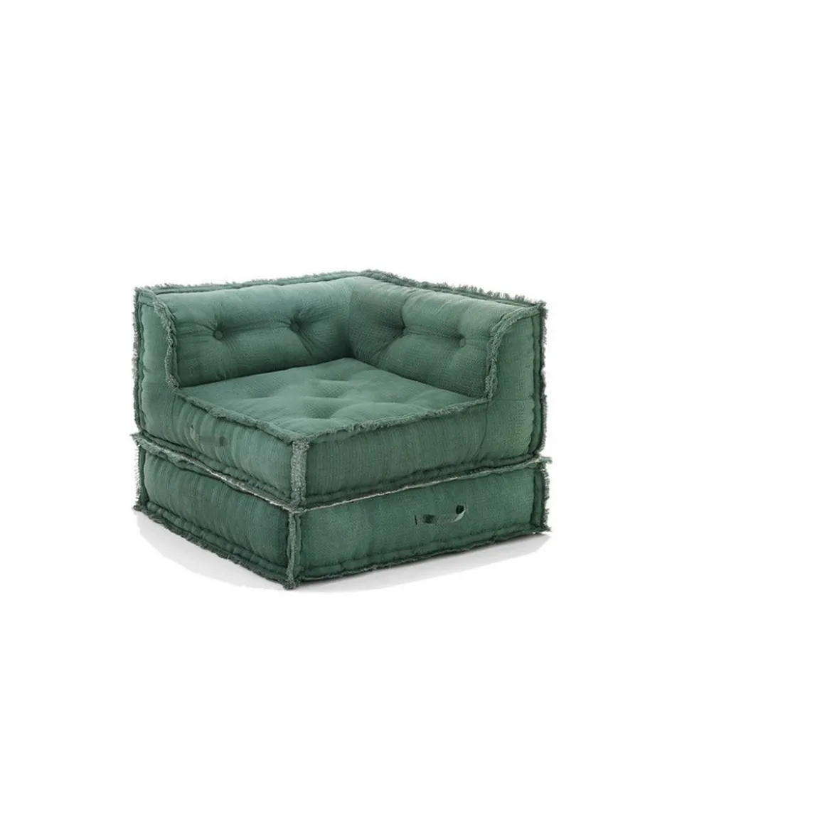Yara waffle blue poltrona chaise longue rivestimento cotone nido d'ape blu dimensioni l80 p80 h60 cm