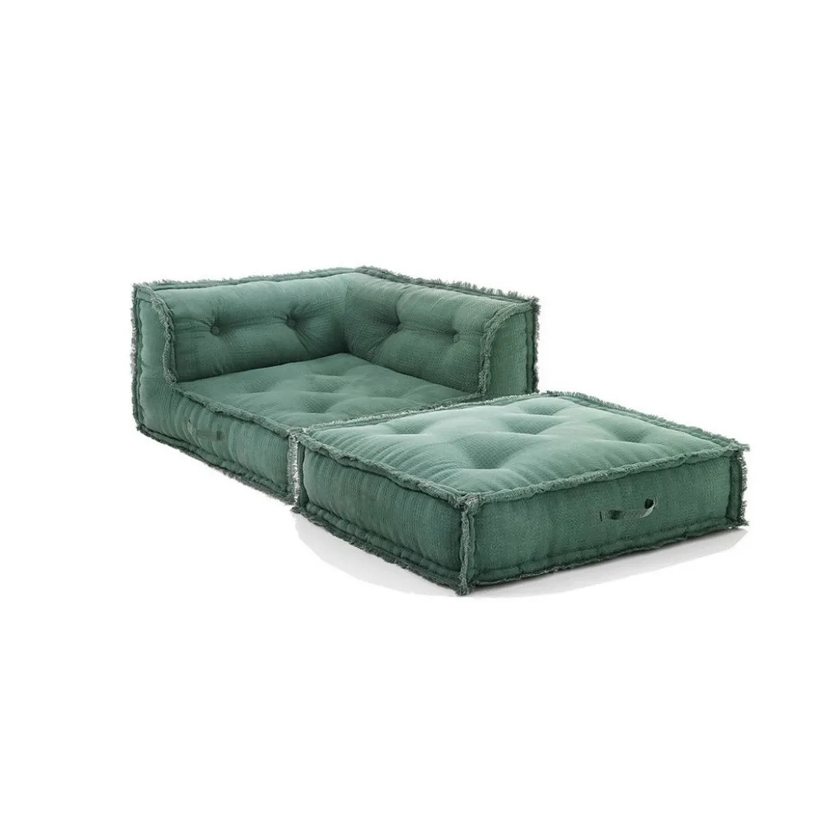 Yara waffle blue poltrona chaise longue rivestimento cotone nido d'ape blu dimensioni l80 p80 h60 cm