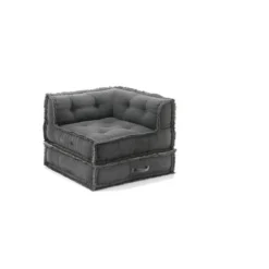 Yara waffle blue poltrona chaise longue rivestimento cotone nido d'ape blu dimensioni l80 p80 h60 cm