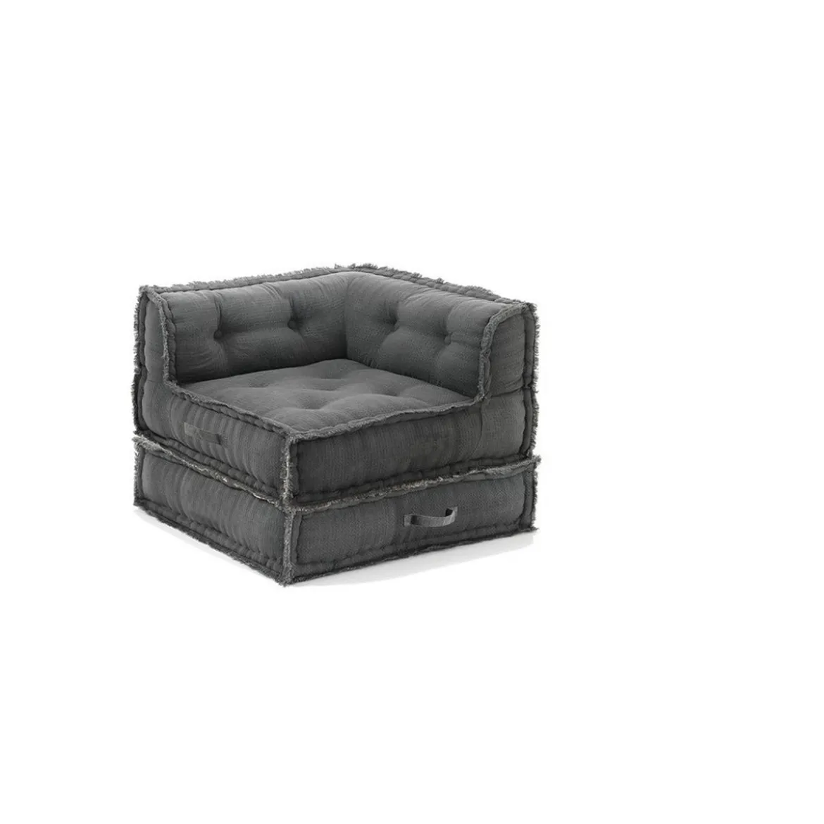 Yara waffle blue poltrona chaise longue rivestimento cotone nido d'ape blu dimensioni l80 p80 h60 cm
