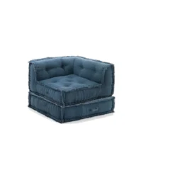 Yara waffle blue poltrona chaise longue rivestimento cotone nido d'ape blu dimensioni l80 p80 h60 cm