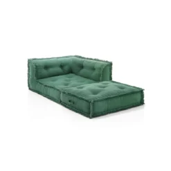 Yara waffle green poltrona chaise longue rivestimento cotone nido d'ape verde dimensioni l80 p80 h60 cm