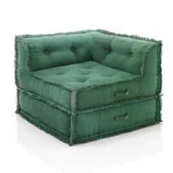 Yara waffle green poltrona chaise longue rivestimento cotone nido d'ape verde dimensioni l80 p80 h60 cm