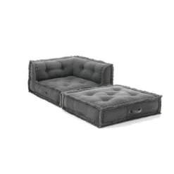 Yara waffle green poltrona chaise longue rivestimento cotone nido d'ape verde dimensioni l80 p80 h60 cm