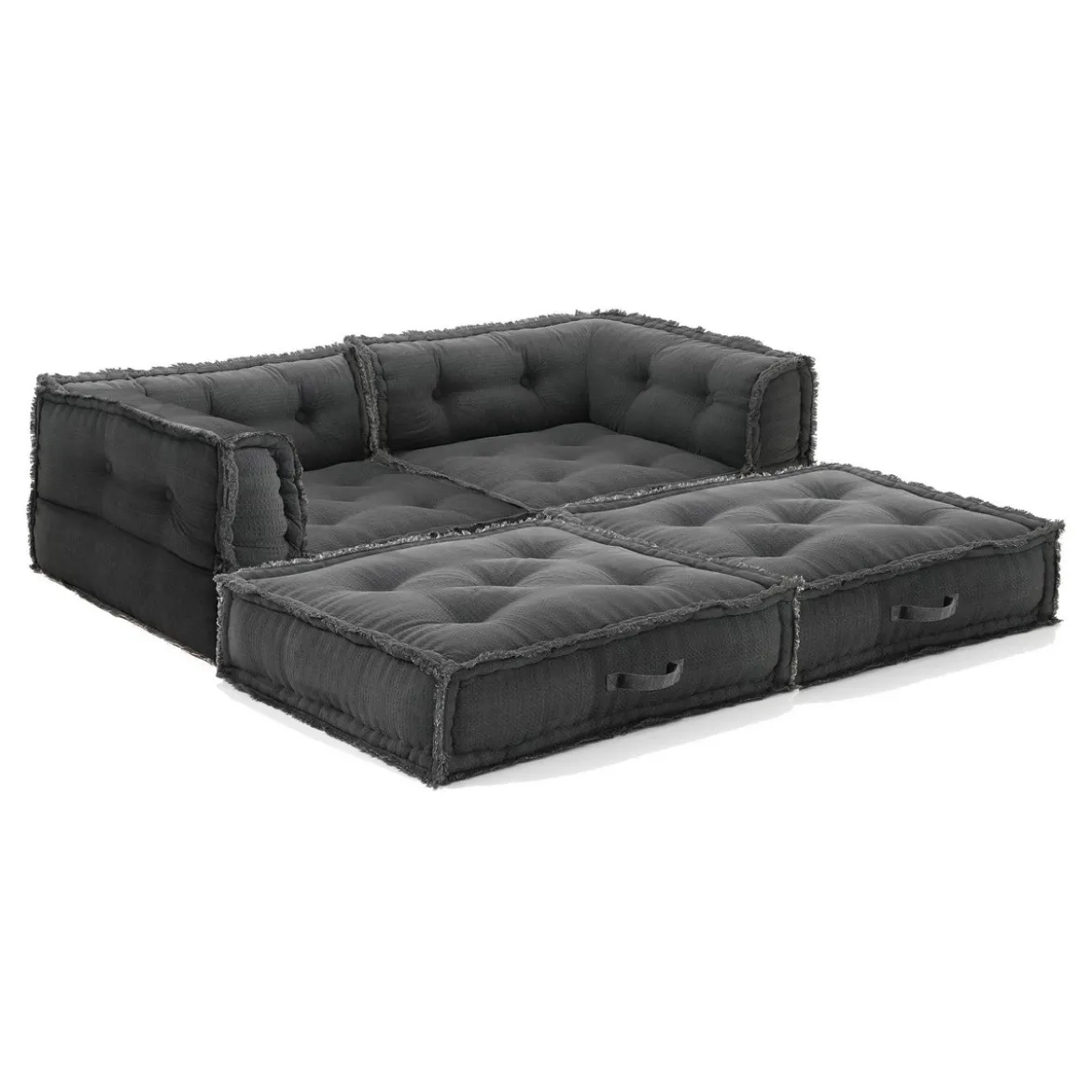 Yara waffle grey divano 2 posti rivestimento cotone nido d'ape grigio dimensioni l160 p80 h60 cm