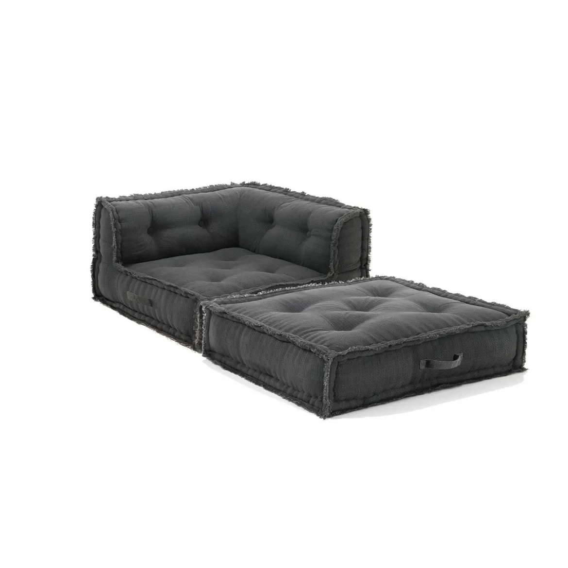 Yara waffle grey poltrona chaise longue rivestimento cotone nido d'ape grigio dimensioni l80 p80 h60 cm