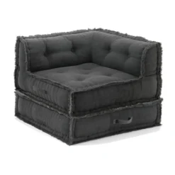 Yara waffle grey poltrona chaise longue rivestimento cotone nido d'ape grigio dimensioni l80 p80 h60 cm