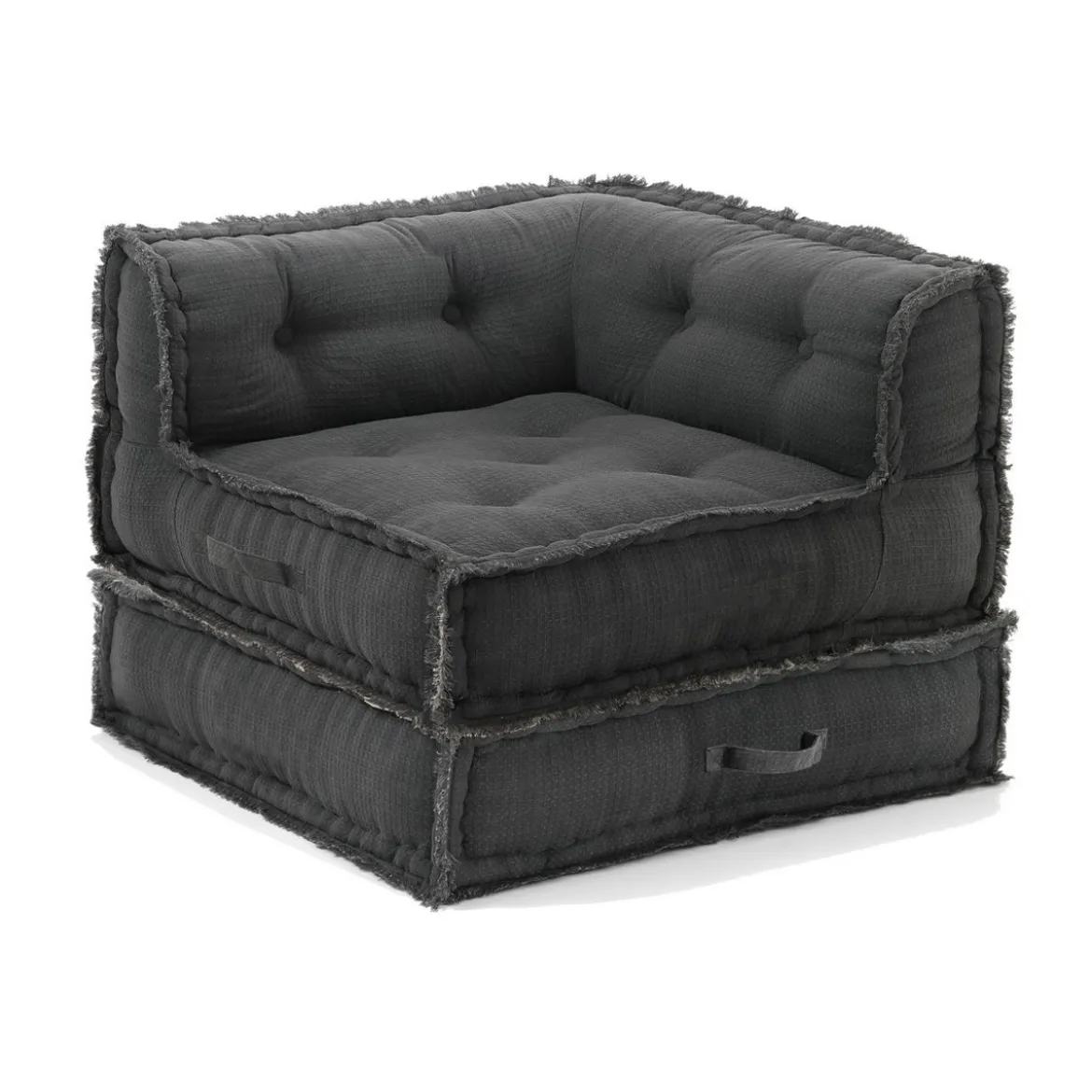 Yara waffle grey poltrona chaise longue rivestimento cotone nido d'ape grigio dimensioni l80 p80 h60 cm