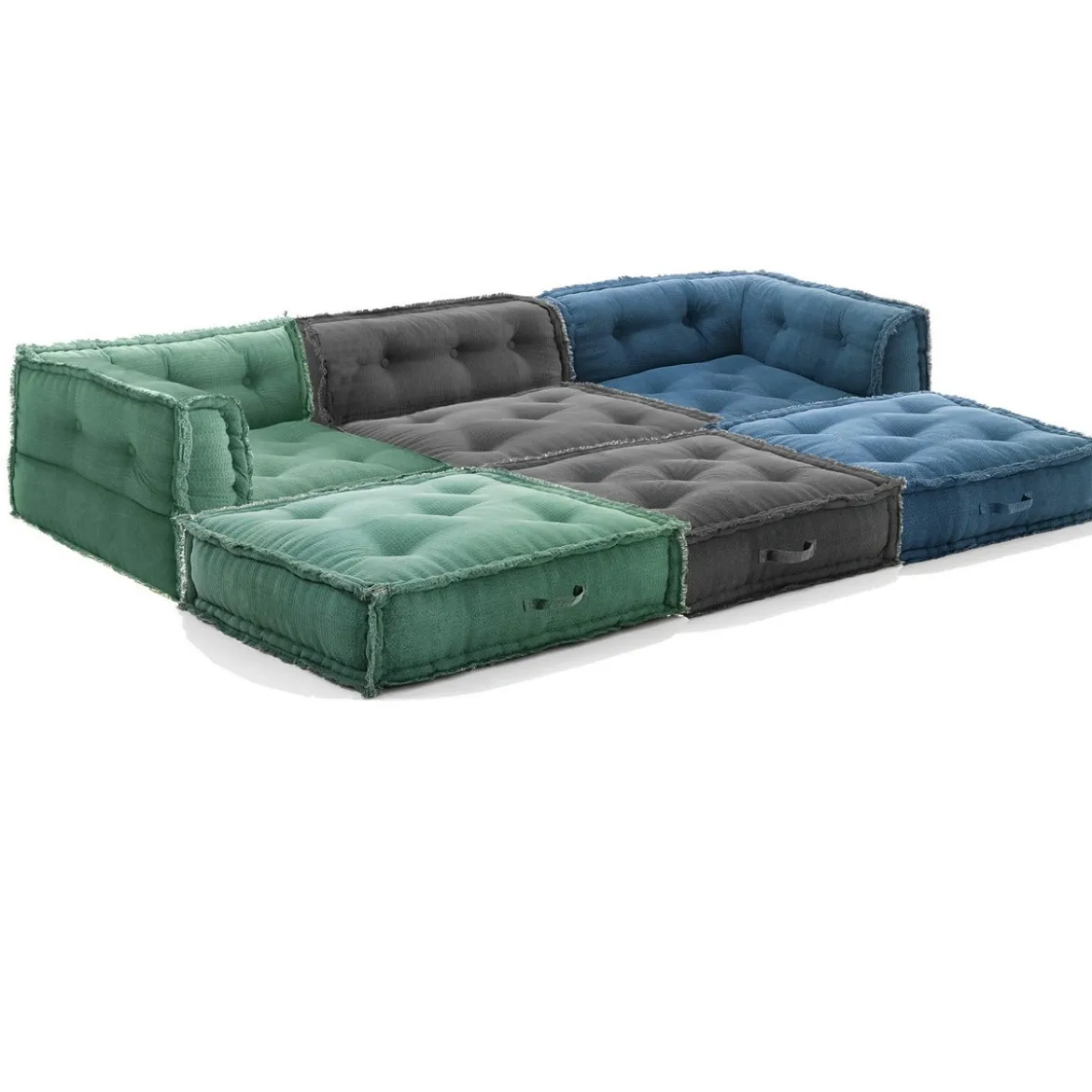 Yara waffle multicolor divano 3 posti rivestimento cotone nido d'ape multicolore dimensioni l240 p80 h60 cm