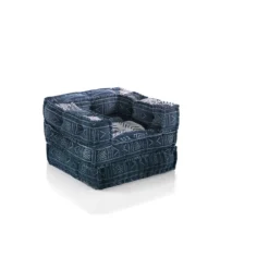 Yara white/blue patch poltrona/chaise longue composizione 44 rivestimento cotone 100% patchwork blu e bianco 80x80xh60 cm