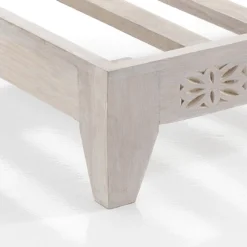 Yara wood divano 2 posti legno massello bianco avorio opaco tessuto effetto lana non sfoderabile cm 167x86x60