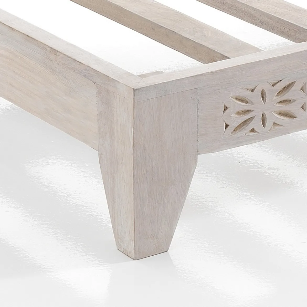 Yara wood divano 2 posti legno massello bianco avorio opaco tessuto effetto lana non sfoderabile cm 167x86x60