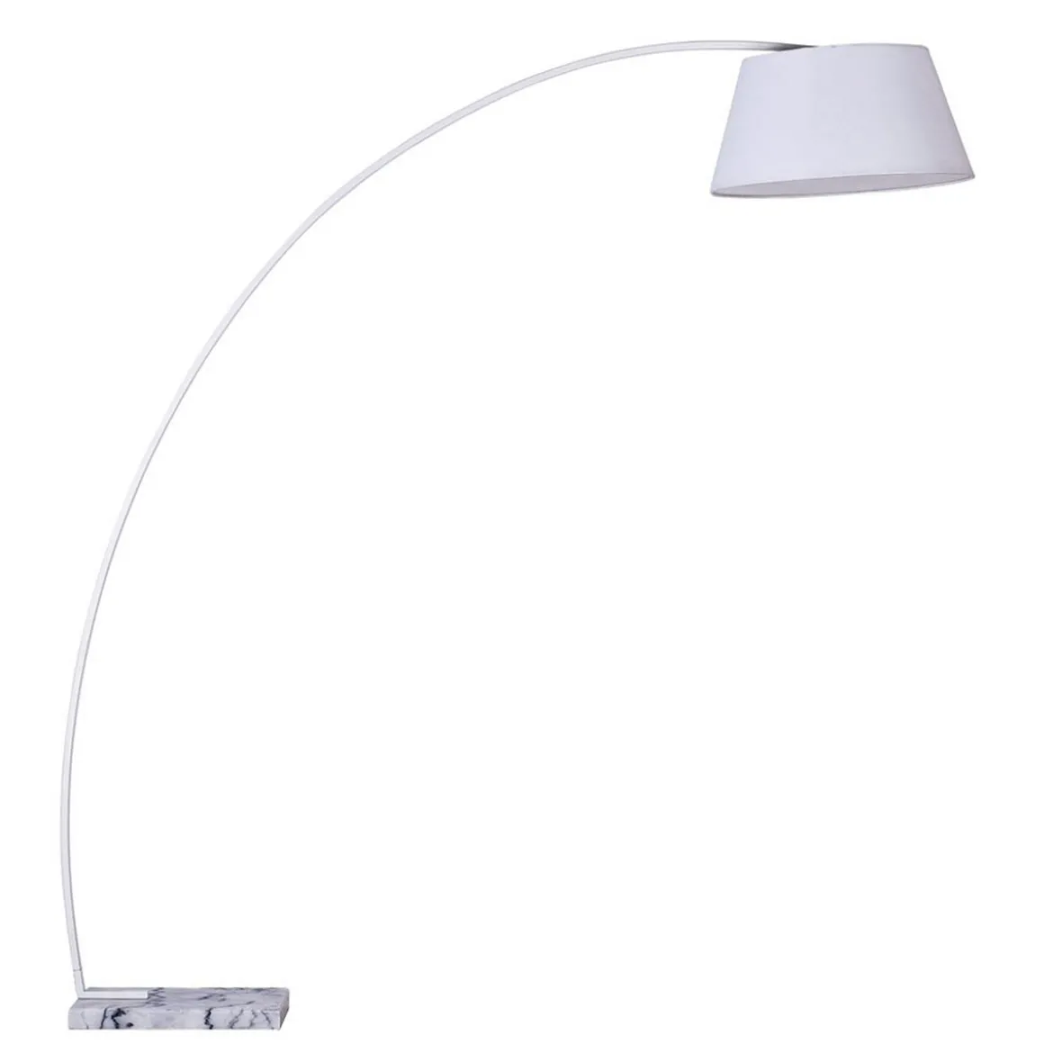 Yet lampada da terra in metallo avorio con base in marmo bianco e paralume in stoffa bianca 160x50 h205 cm