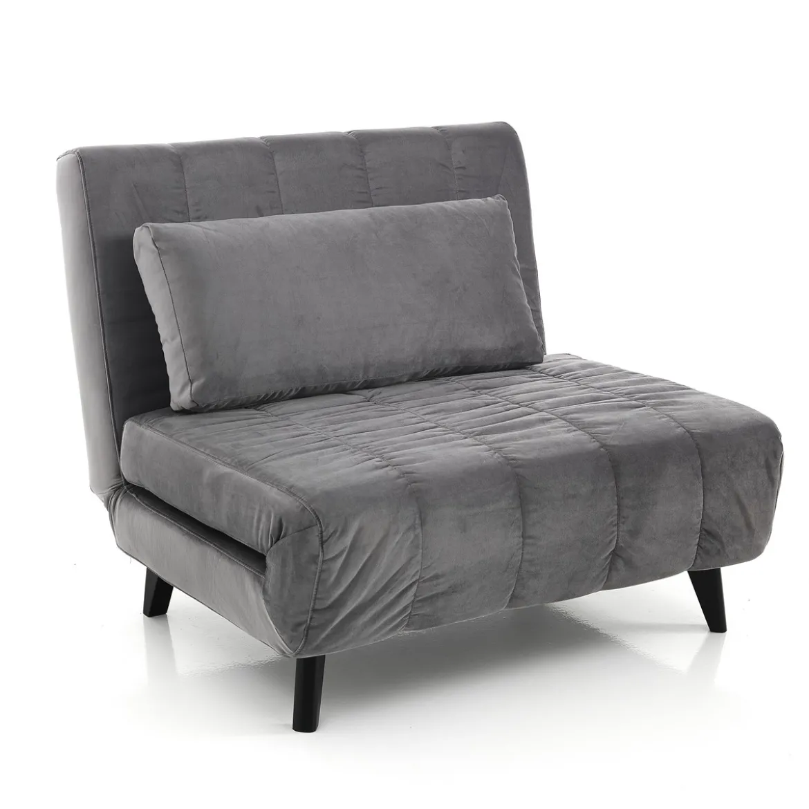 Yole grey poltrona / letto microfibra effetto velluto grigio cm l100 p60 h40 letto cm l100 p190 h27